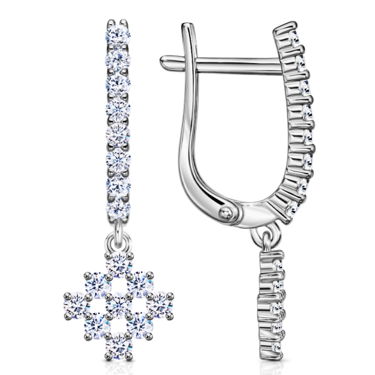 Серьги из серебра с фианитами