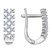 Серьги из серебра с фианитами