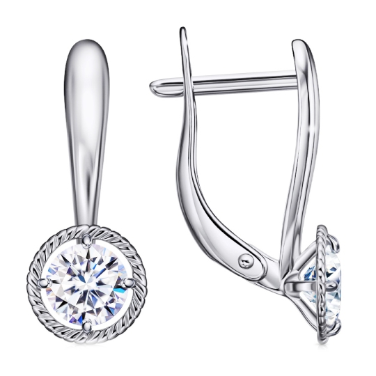 Серьги из серебра с фианитами