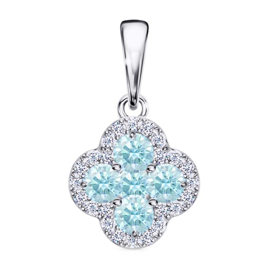 Подвеска из серебра с ювелирными кристаллами фианитами