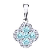 Подвеска из серебра с ювелирными кристаллами фианитами