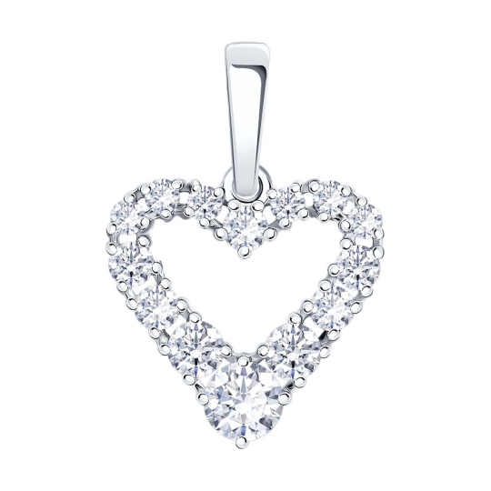 Подвеска из белого золота с фианитами