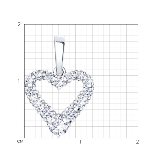 Подвеска из белого золота с фианитами