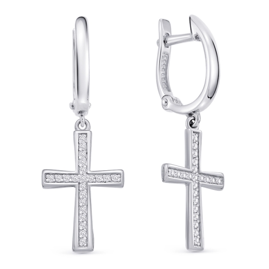 Серьги из серебра с фианитами
