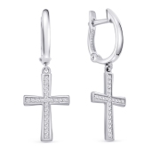 Серьги из серебра с фианитами