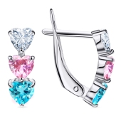 Серьги из серебра с ювелирными кристаллами и фианитами