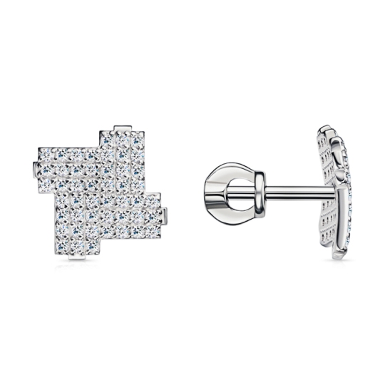 Серьги из серебра с фианитами