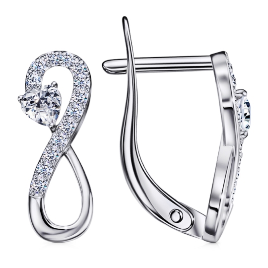 Серьги из серебра с фианитами