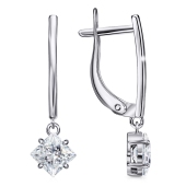 Серьги из серебра с фианитами