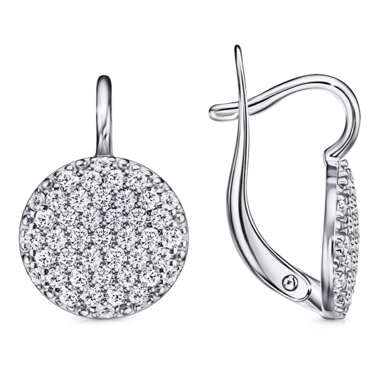 Серьги из серебра с фианитами