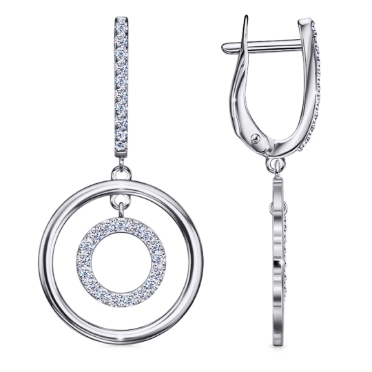 Серьги из серебра с фианитами
