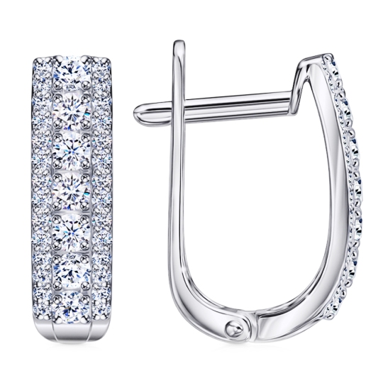 Серьги из серебра с фианитами