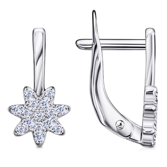 Серьги из серебра с фианитами