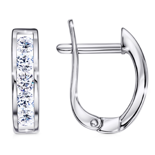 Серьги из серебра с фианитами