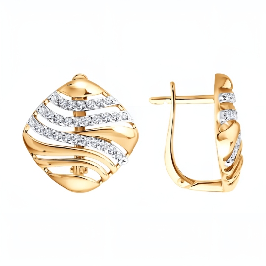 Серьги из золота с фианитами