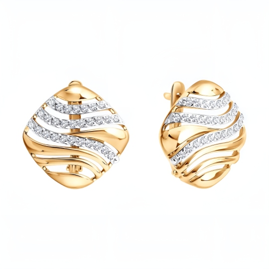 Серьги из золота с фианитами