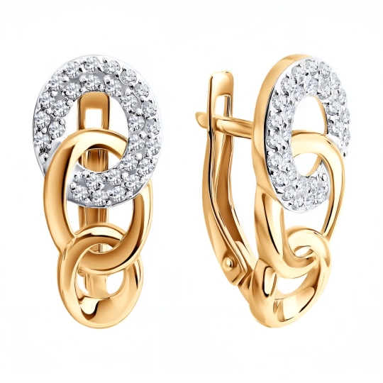 Серьги из золота с фианитами