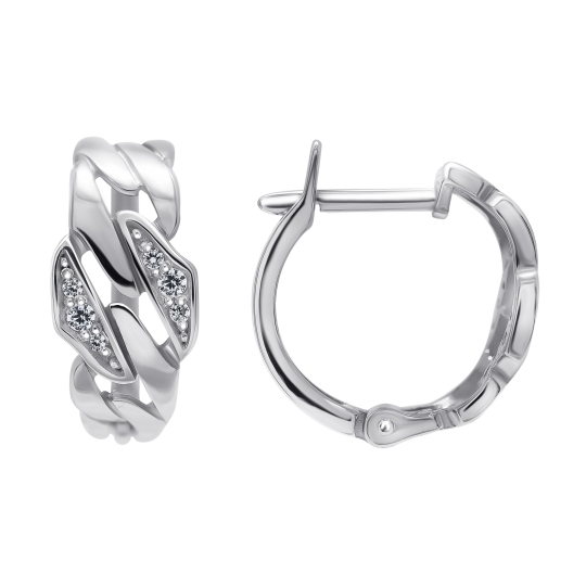 Серьги из серебра с фианитами