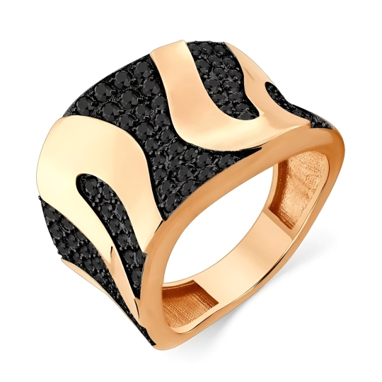 Кольцо из золота с черными фианитами