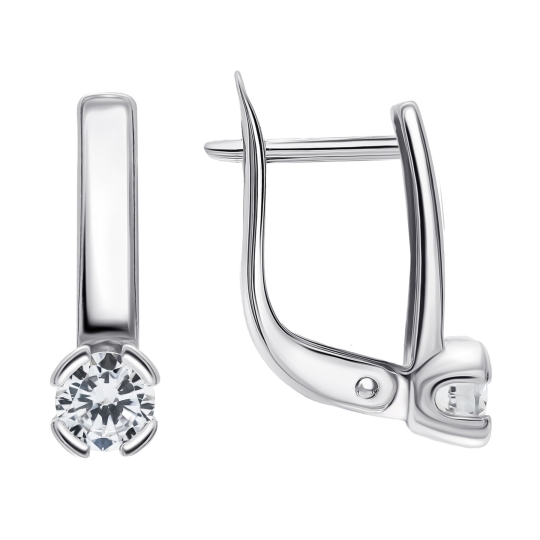 Серьги из серебра с фианитами