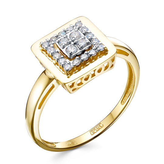 Кольцо из лимонного золота с бриллиантами