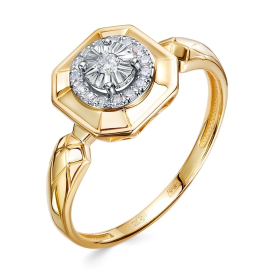 Кольцо из лимонного золота с бриллиантами