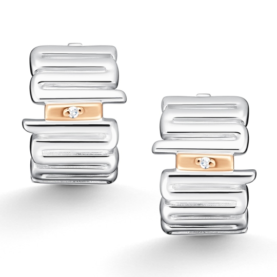 Серьги из серебра с золотой вставкой и бриллиантами