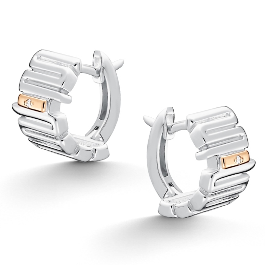 Серьги из серебра с золотой вставкой и бриллиантами