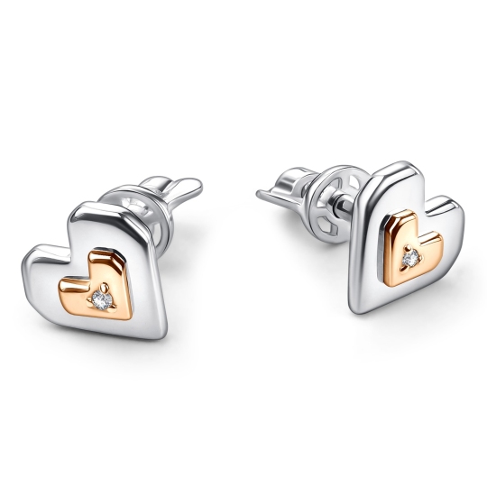 Серьги из серебра с золотыми бриллиантами