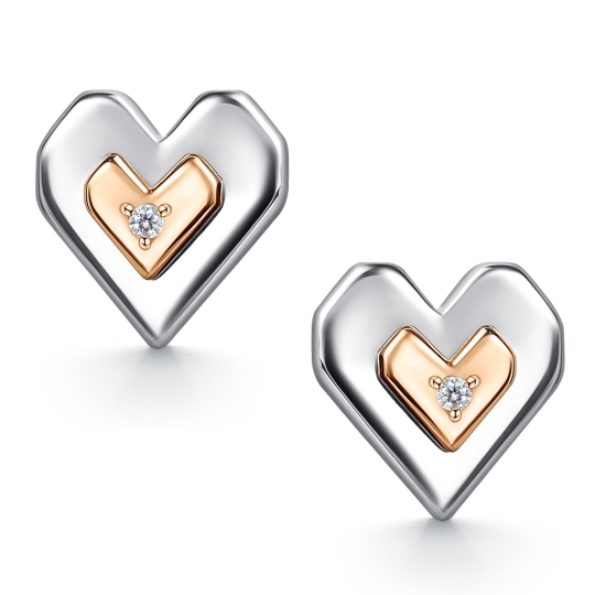 Серьги из серебра с золотыми бриллиантами