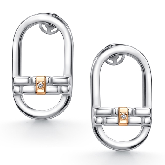 Серьги из серебра с золотой вставкой и бриллиантами