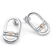 Серьги из серебра с золотой вставкой и бриллиантами