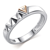 Кольцо из серебра с золотой вставкой и бриллиантом