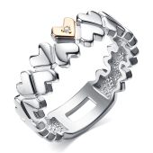 Кольцо из серебра с золотой вставкой и бриллиантом