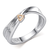 Кольцо из серебра с золотой вставкой и бриллиантом