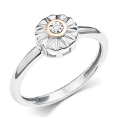 Кольцо из серебра с золотой вставкой и бриллиантом