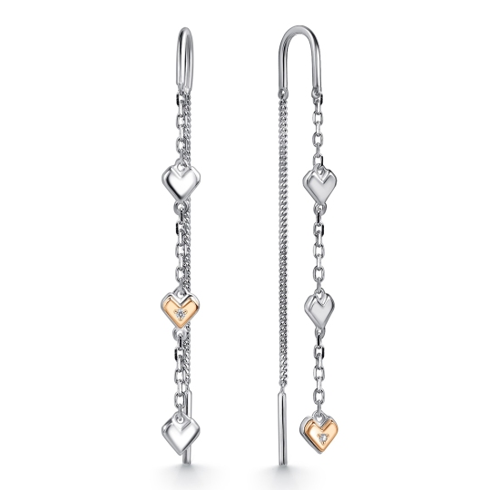 Серьги из серебра с золотыми вставками и бриллиантами