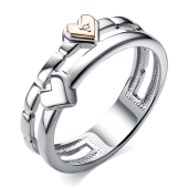 Кольцо из серебра с золотой вставкой и бриллиантом