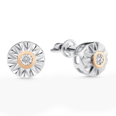 Серьги из серебра с золотыми вставками и бриллиантами