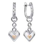 Серьги-трансформеры из серебра с золотыми вставками и бриллиантами