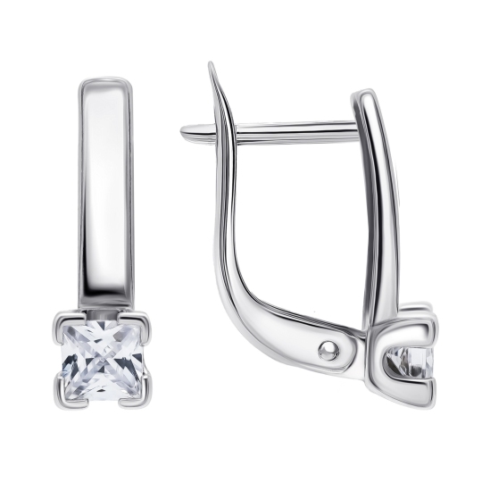 Серьги из серебра с фианитами