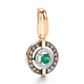 Подвеска из золота с бриллиантами, коньячными бриллиантами и изумрудом