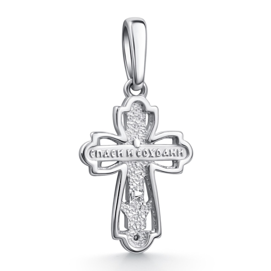 Подвеска-крест из серебра с бриллиантом