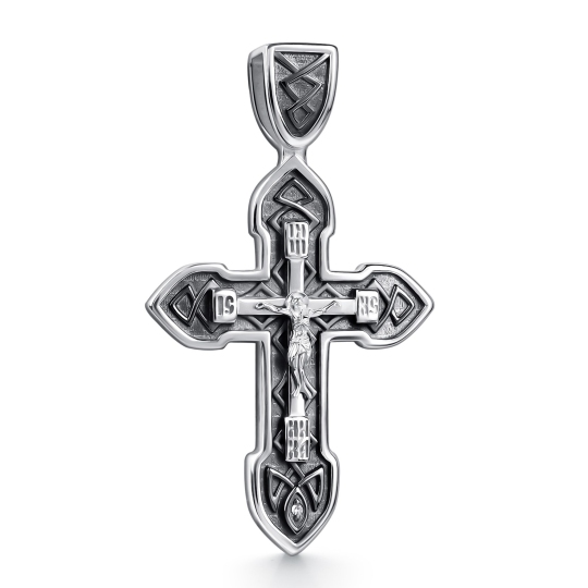 Подвеска-крест из серебра с бриллиантом