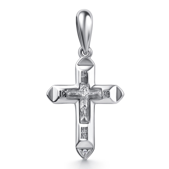 Подвеска-крест из серебра с бриллиантом