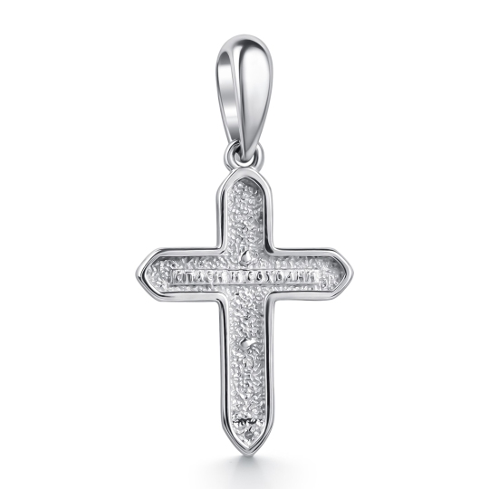 Подвеска-крест из серебра с бриллиантом