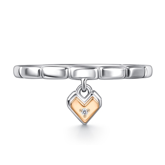 Кольцо из серебра с золотой вставкой и бриллиантом