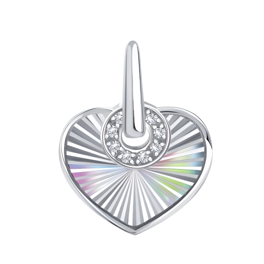 Подвеска из белого золота с алмазной гранью и фианитами