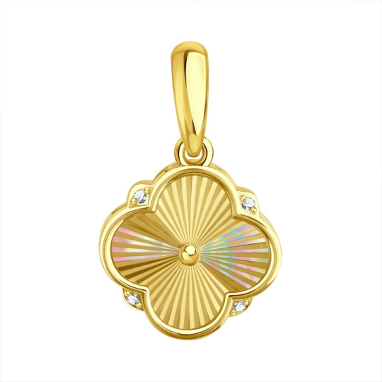 Подвеска из лимонного золота с алмазной гранью и фианитами