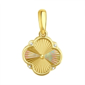 Подвеска из лимонного золота с алмазной гранью и фианитами